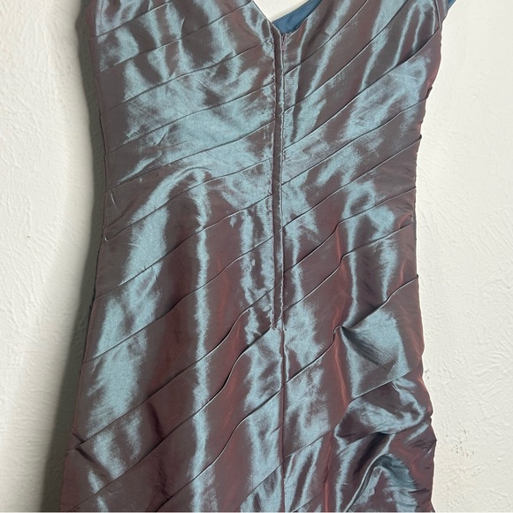 Davids Bridal Size 16 Blue Teal Mauve Iridescent Dress Gown Floor Length Formal - Picture 5 of 11